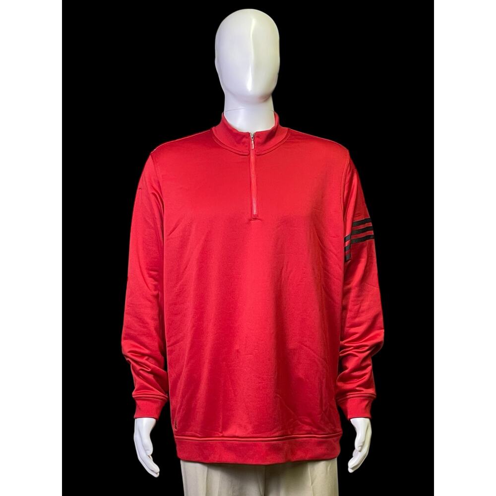 2017 Adidas Golf Climalite Red Athletic Pullover 1/4 Zip Sweatshirt Mens Size XL